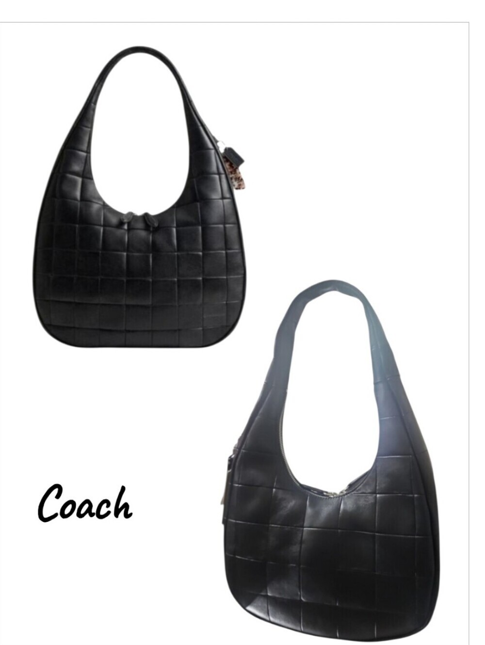 Coachtopia Alter Ego Large Crescent Shoulder Bag Black Checkerboard NWT
